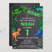 Dinosaur 1. Geburtstag Kindergeburtstag Dino Trex Einladung (Vorne/Hinten)