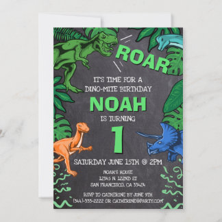 Dinosaur 1. Geburtstag Kindergeburtstag Dino Trex Einladung