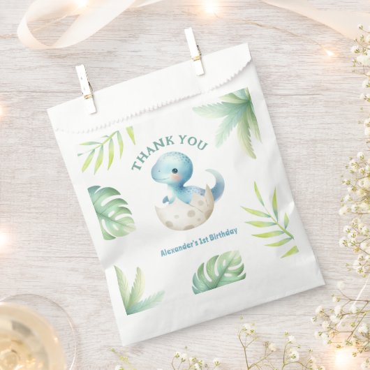 Dinosaur 1. Geburtstag Niedlicher Junge Tropical Geschenktütchen (Ausgeschnitten)