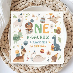 Dinosaur 1. Geburtstag One A-Saurus Junge Dino Pap Serviette