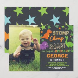 Dinosaur 1. Geburtstag Party Boy Stomp Chomp Roar Einladung