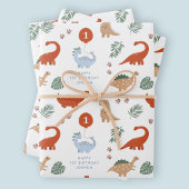 Dinosaur 1. Geburtstag Party Individuelle Name Geschenkpapier Set