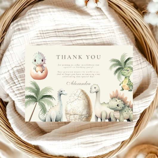 Dinosaur 1. Geburtstags-Party Dankeskarte