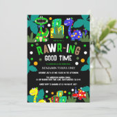 Dinosaur 1. Geburtstags-Party Einladung (Stehend Vorderseite)