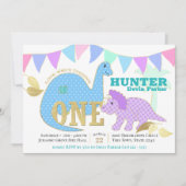 Dinosaur 1. Geburtstags-Party Einladung (Vorderseite)