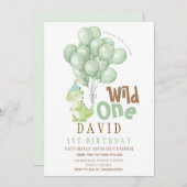 Dinosaur 1. Geburtstagsfarbe Einladung (Vorne/Hinten)