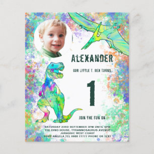 Dinosaur 1. Geburtstagsfeier Budget Flyer