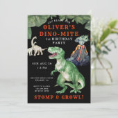 Dinosaur 1. Geburtstagsfeier Party Einladung (Stehend Vorderseite)