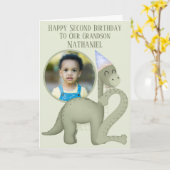 Dinosaur 1 Photo Aperture Second Birthday Card Karte (Gelbe Blume)