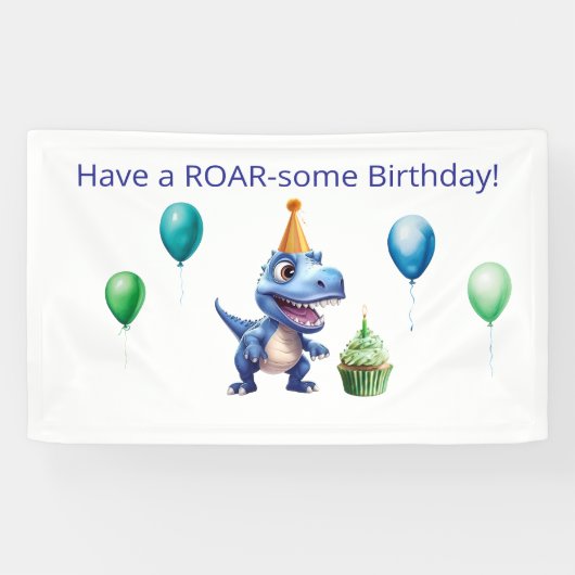 Dinosaur 1st Birthday Banner Boy | Personalized  (Horizontal)