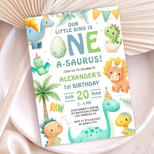 Dinosaur 1st Birthday Cute Dino Party Invitation  Einladung