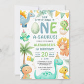 Dinosaur 1st Birthday Cute Dino Party Invitation  Einladung (Vorderseite)
