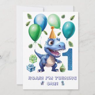 Dinosaur 1st Birthday Invitation Boy-Personalized Einladung
