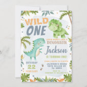 Dinosaur 1st Birthday Invitation Dino Theme Party Einladung (Vorderseite)