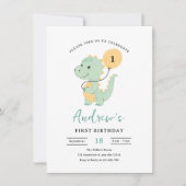 Dinosaur 1st Birthday Invitation, Minimalist T rex Einladung (Vorderseite)