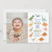 Dinosaur 1st Birthday Party | Cute Prehistoric Einladung (Vorderseite)