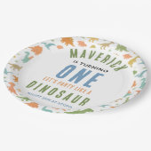 Dinosaur 1st Birthday Party | Cute Prehistoric Pappteller (Schrägansicht)