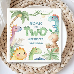 Dinosaur 2. Geburtstag Boy Jurassic Dino Paper Serviette