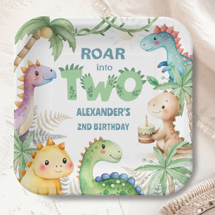 Dinosaur 2. Geburtstag Boy Jurassic Dino Pappteller