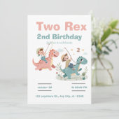 Dinosaur 2. Geburtstag  Einladung (Stehend Vorderseite)