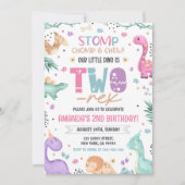 Dinosaur 2. Geburtstag Einladung Girl Dinosaurier  (Vorderseite)