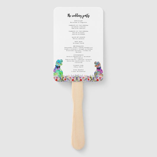 Dinosaur 2 Grooms Gay Wedding Day Program Fächer (Rückseite)