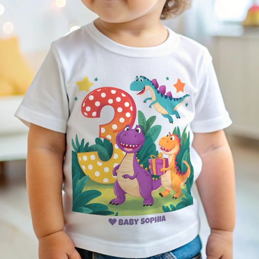 Dinosaur 3. Geburtstag Baby T-shirt