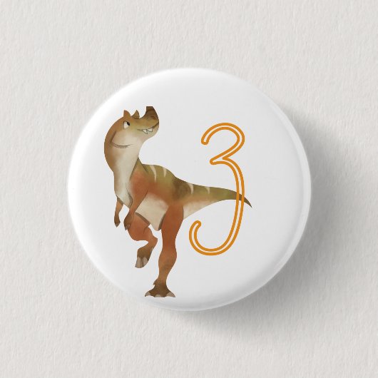 Dinosaur 3. Geburtstag Button (Vorderseite)
