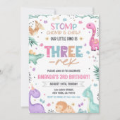 Dinosaur 3. Geburtstag Einladung Girl Dinosaurier  (Vorderseite)