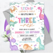 Dinosaur 3. Geburtstag Einladung Girl Dinosaurier