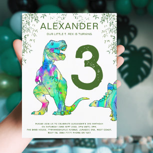 Dinosaur 3. Geburtstagsfeier Budget Einladungspostkarte