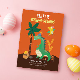 Dinosaur 4-A-Saurus Kids Vierte Einladungen zum Ge
