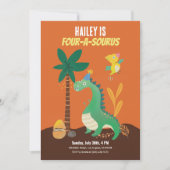 Dinosaur 4-A-Saurus Kids Vierte Einladungen zum Ge (Vorderseite)