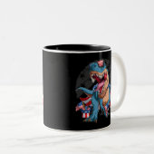 Dinosaur 4. Juli American Superhero T - Shirt Zweifarbige Tasse (VorderseiteRechts)