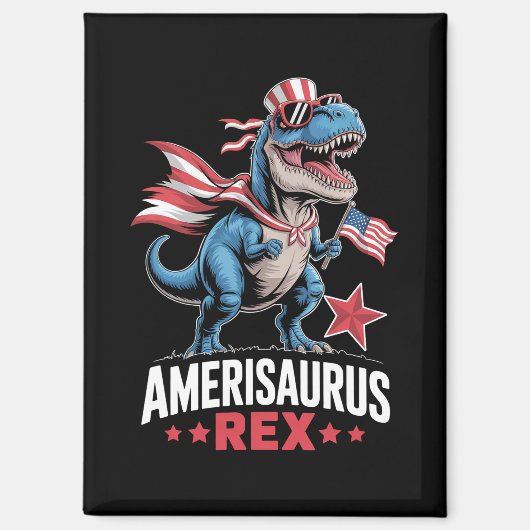 Dinosaur 4. Juli Amerisaurus T Rex Lustig Magnet (Vorderseite)