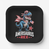 Dinosaur 4. Juli Amerisaurus T Rex Lustig Pappteller (Vorderseite)