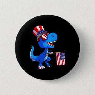 Dinosaur 4. Juli-Shirt Us Flag Dino Kinder Jungen  Button