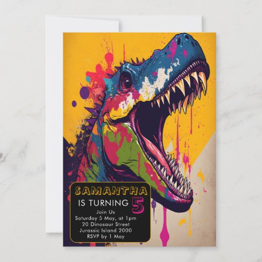 Dinosaur 5. Geburtstag Einladung (Vorderseite)