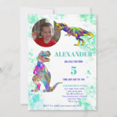 Dinosaur 5. Geburtstag Foto Einladung (Vorderseite)