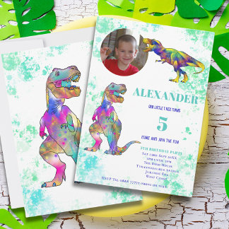 Dinosaur 5. Geburtstags-Foto-Einladung Einladung