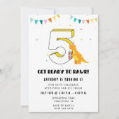 Dinosaur 5. Geburtstagsparty des Jungen Einladung (Vorderseite)