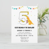 Dinosaur 5. Geburtstagsparty des Jungen Einladung (Stehend Vorderseite)