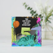 Dinosaur 5. Geburtstagsparty Save The Date (Stehend Vorderseite)