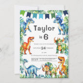 Dinosaur 6. Geburtstag Einladung (Vorderseite)
