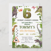 Dinosaur 6. Geburtstagsparty Einladung (Vorderseite)