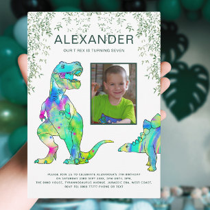 Dinosaur 7. Geburtstagsfeier Foto Einladung