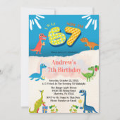 Dinosaur 7th Birthday Party I Was 6 Now I'm 7 Einladung (Vorderseite)
