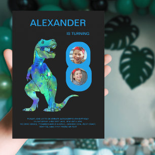 Dinosaur 8. Geburtstagsfeier Benutzerdefiniertes F Einladung