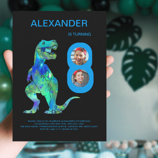 Dinosaur 8. Geburtstagsfeier Benutzerdefiniertes F Einladung