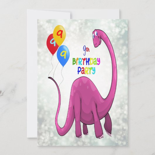 Dinosaur 9. Geburtstagsparty Einladung (Vorderseite)